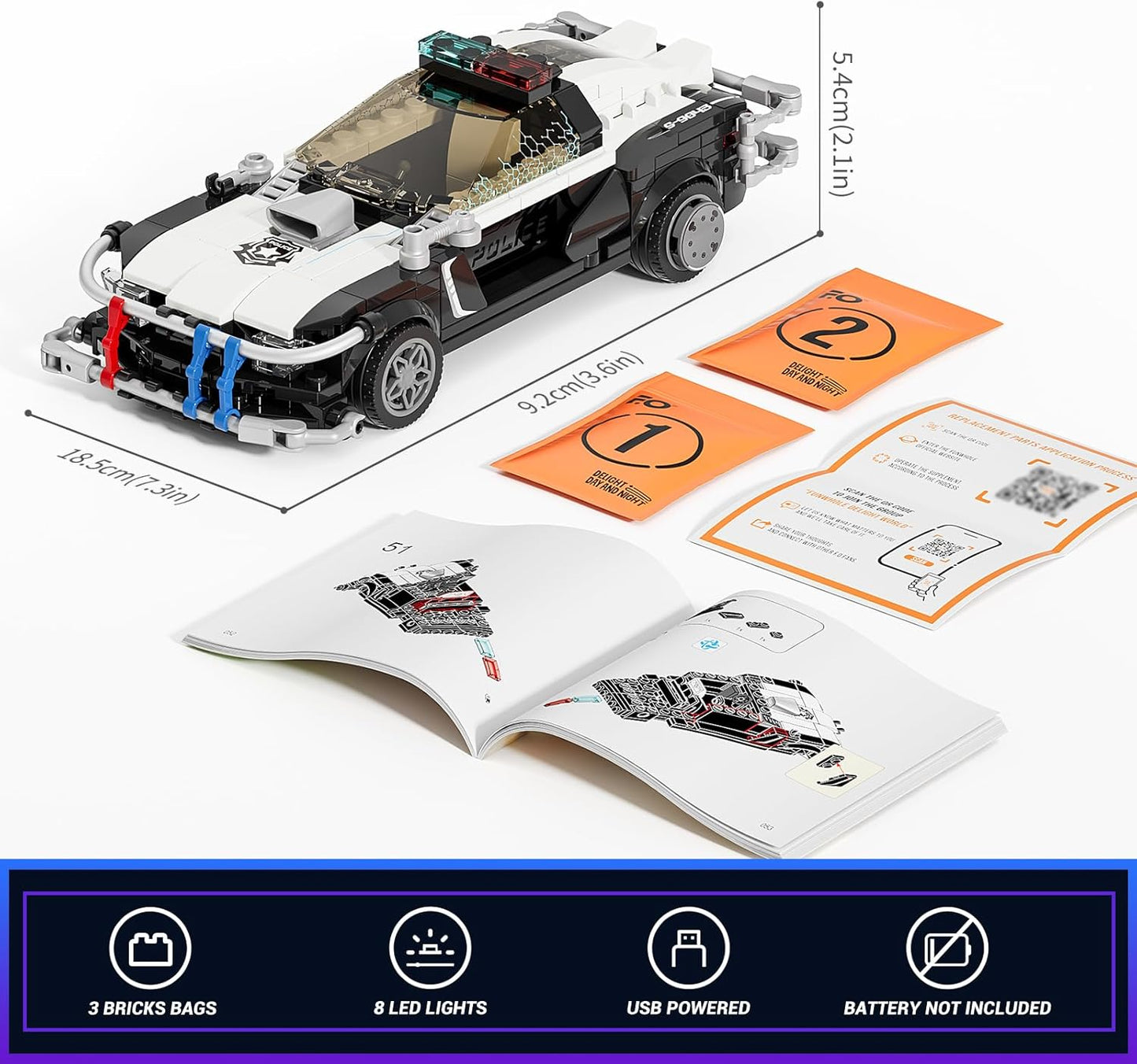 Funwhole // Lumibricks F9043 - Cyberpunk: Police Patrol Car (372 Gobricks Klemmbausteine)