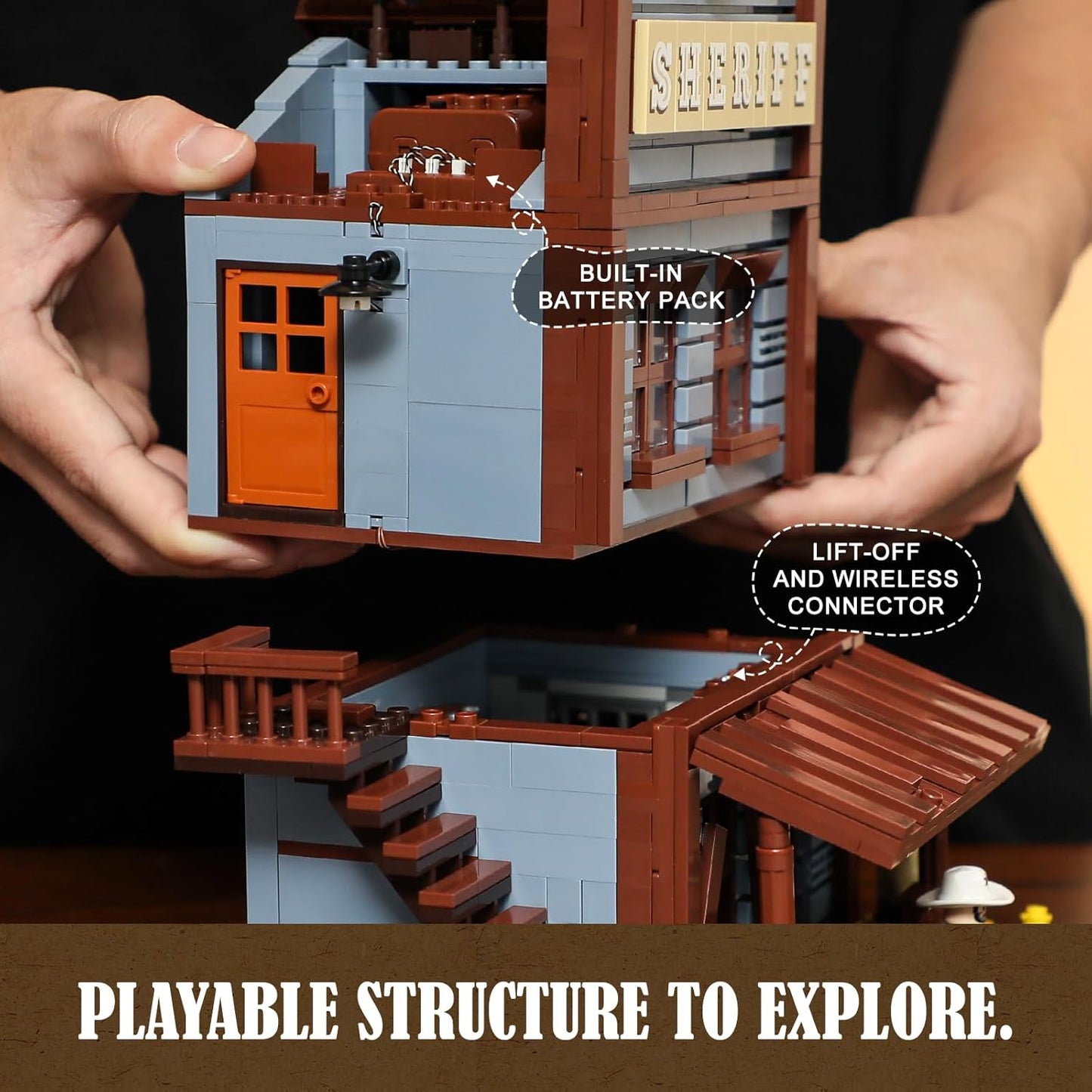 Lumibricks // Funwhole F9026 V2 - Western: Sheriff Office (1240 Gobricks Klemmbausteine)