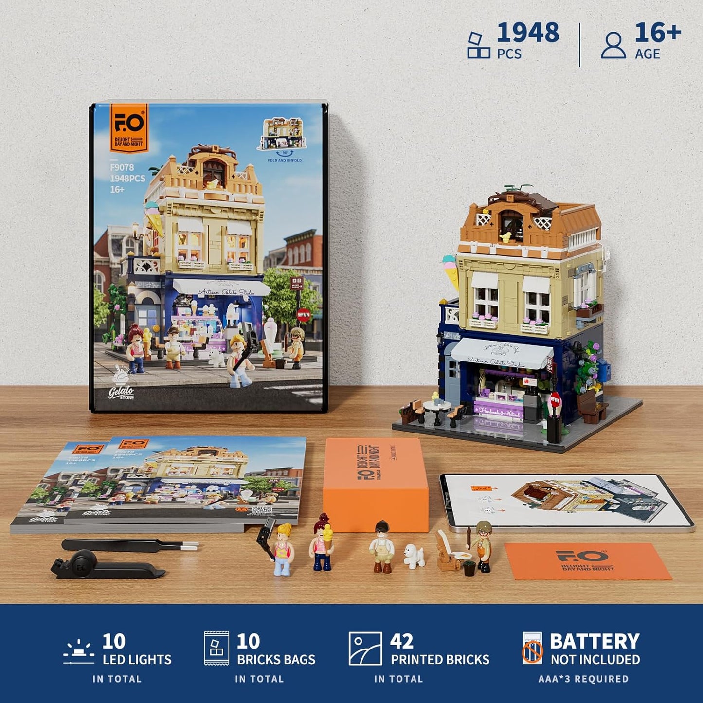 Funwhole // Lumibricks F9078 - City: Eisdiele (1948 Klemmbausteine)