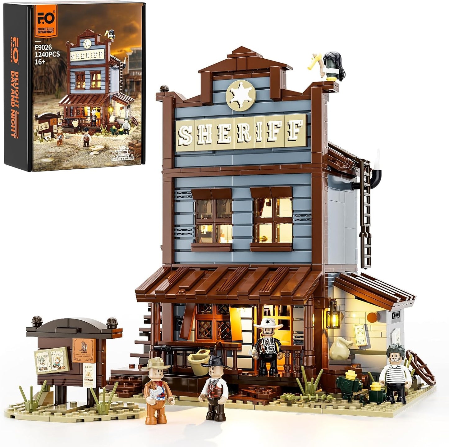 Lumibricks // Funwhole F9026 V2 - Western: Sheriff Office (1240 Gobricks Klemmbausteine)