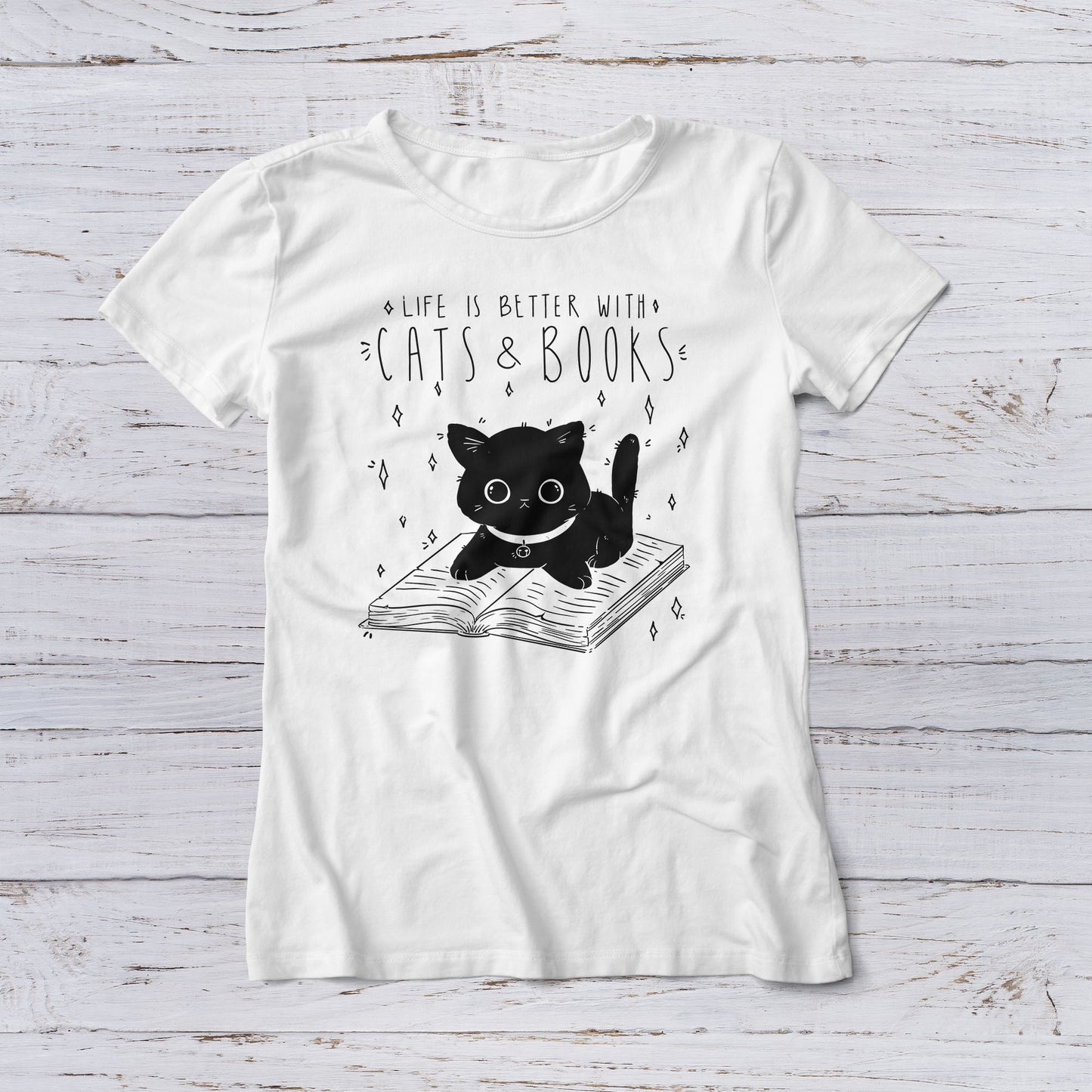 Lootgear - Cartoon World: Cats & Books T-Shirt - lootstore.de