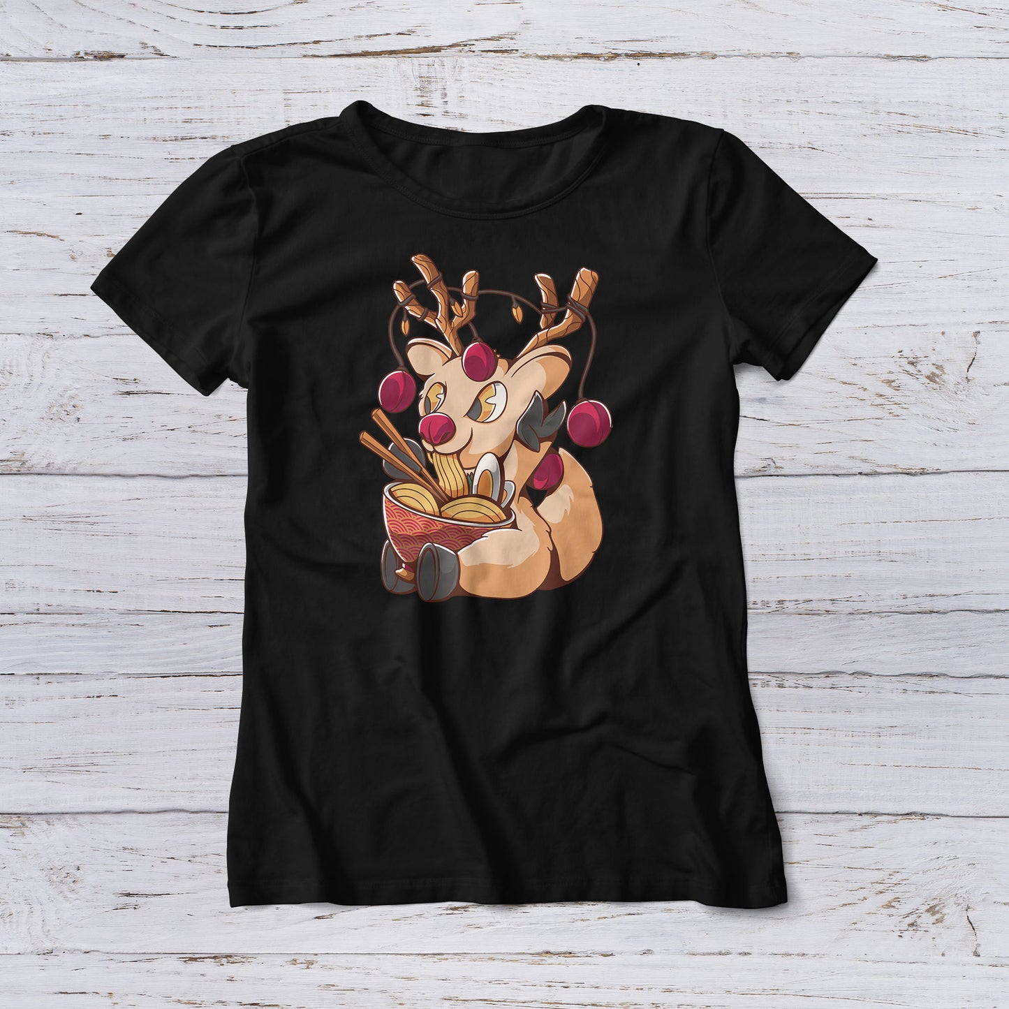 Lootgear - Cartoon World: Weihnachtsrentier & Ramen T-Shirt - lootstore.de
