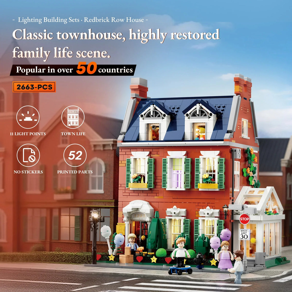 Lumibricks 15009 - Stadtleben: Rotes Backstein Reihenhaus