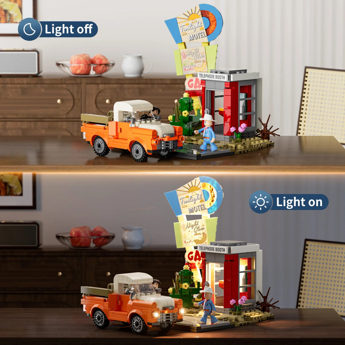 Lumibricks 18005 - Road Trip: Sunset Stopover Retro Telefonzelle