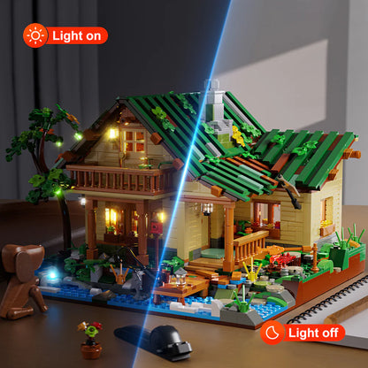 Lumibricks // Funwhole FH9004 - Nature: Lakeside Lodge (1969 Gobricks Klemmbausteine)