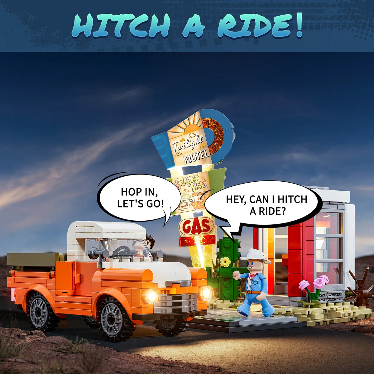 Lumibricks 18005 - Road Trip: Sunset Stopover Retro Telefonzelle