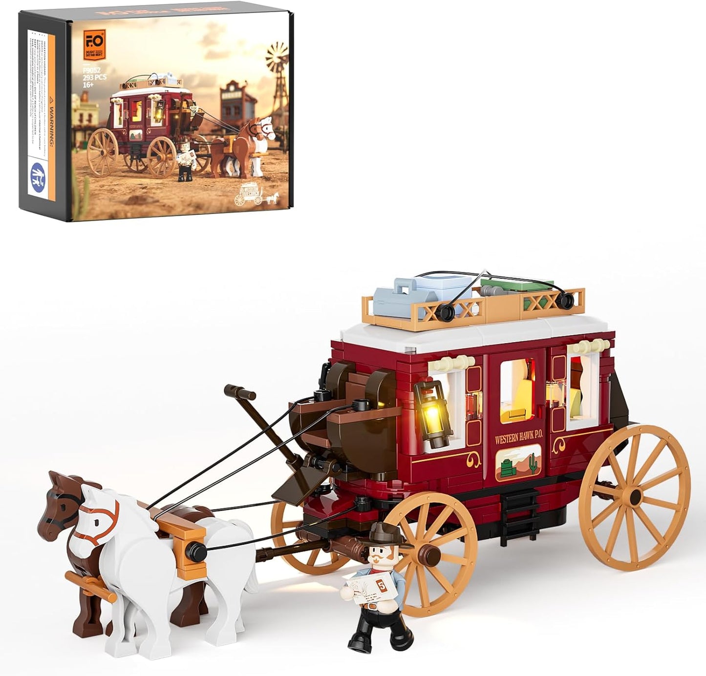 Funwhole // Lumibricks F9052 - Western: Kutsche (293 Gobricks Klemmbausteine)