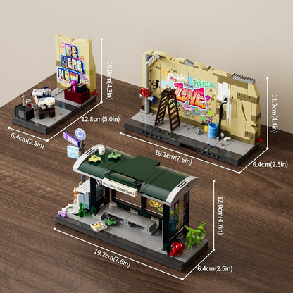 Funwhole // Lumibricks F9066 - City: Graffiti Bushaltestelle (516 Klemmbausteine)