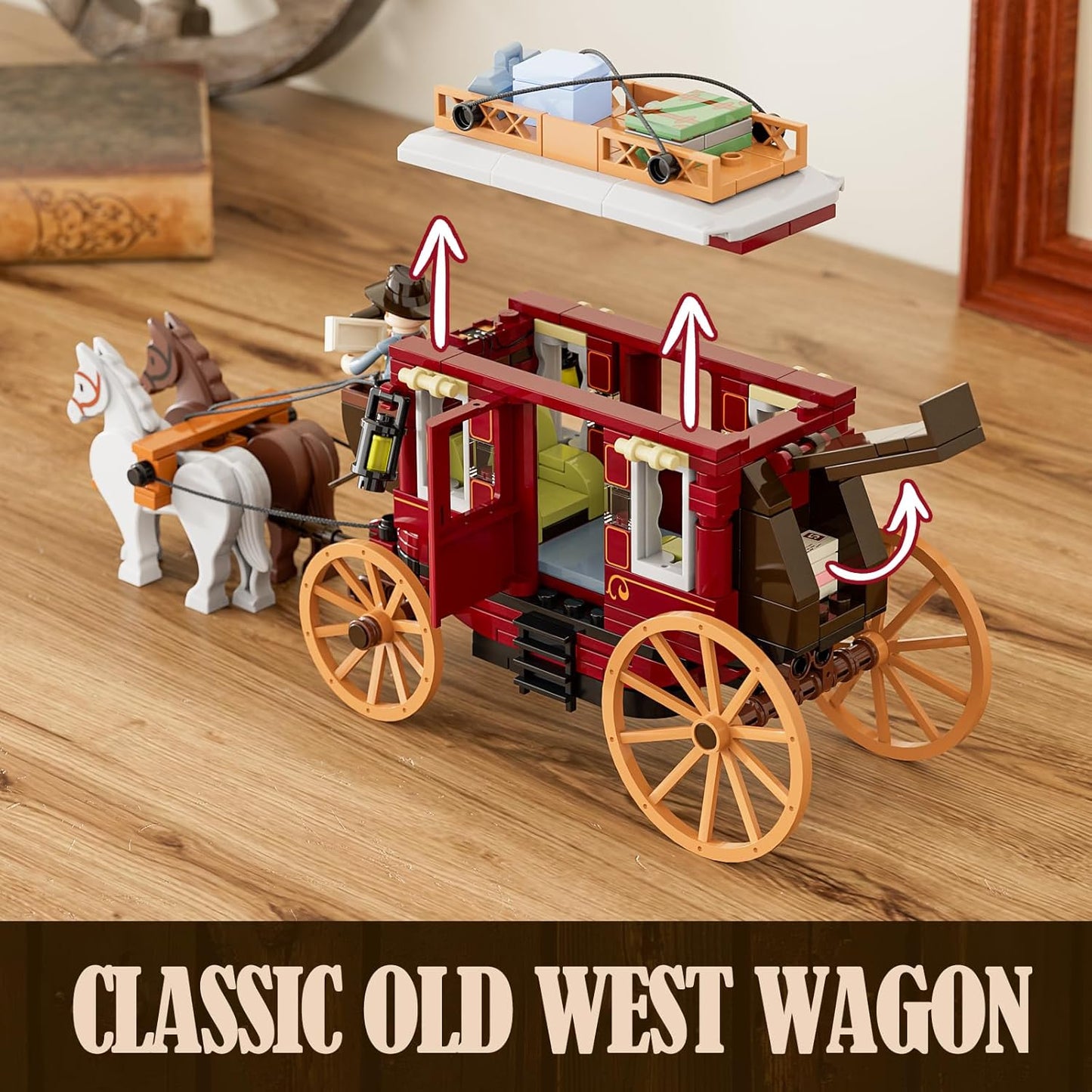 Funwhole // Lumibricks F9052 - Western: Kutsche (293 Gobricks Klemmbausteine)