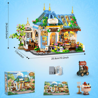 Insoon SC9908 - City Life: Blumen-Cafe Klemmbausteine mit LED-Beleuchtung
