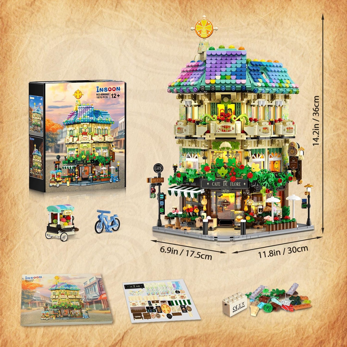 Insoon 69006 - City Life: Französisches Cafe mit LED-Beleuchtung
