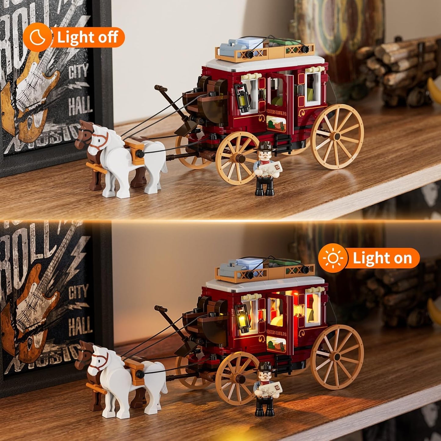 Funwhole // Lumibricks F9052 - Western: Kutsche (293 Gobricks Klemmbausteine)