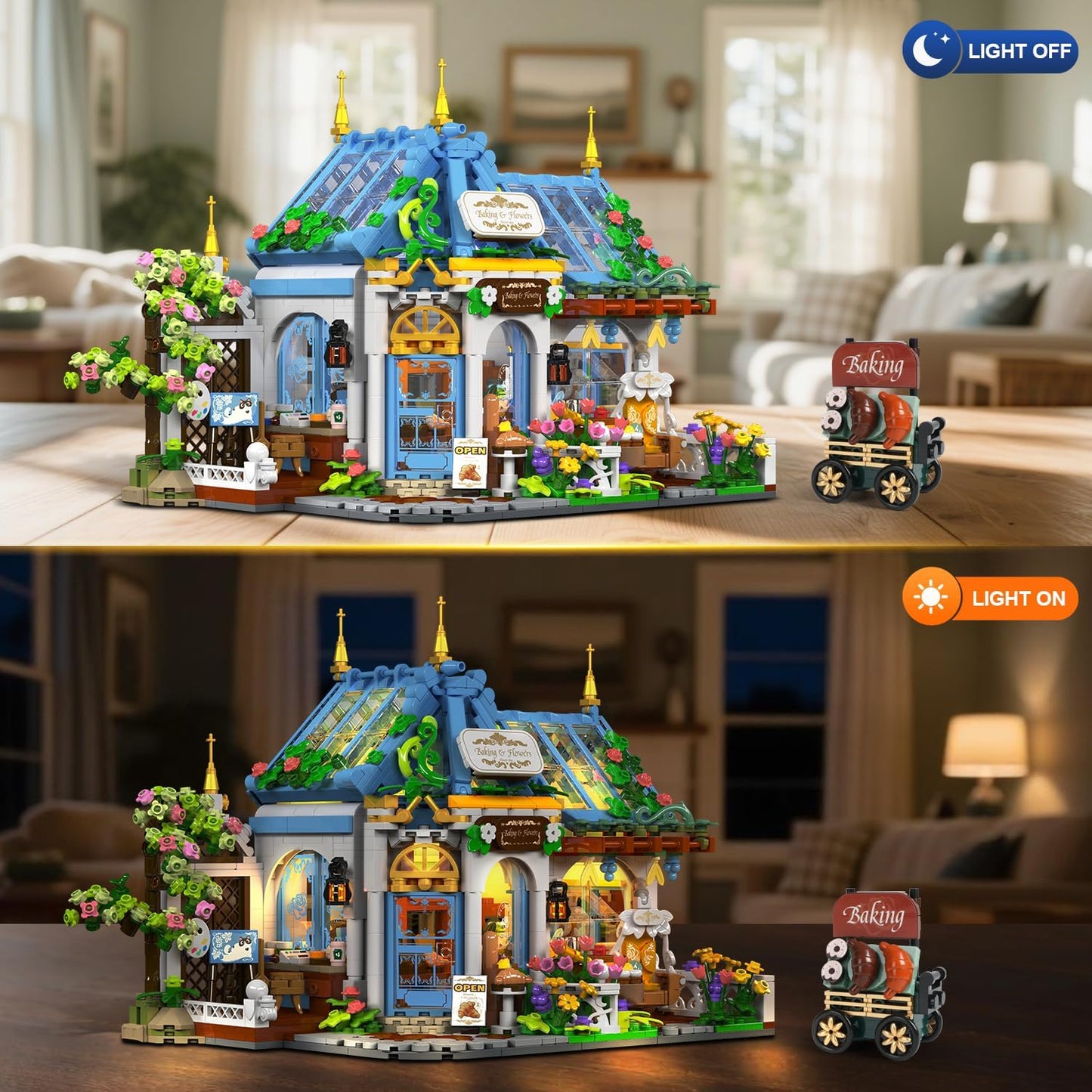 Insoon SC9908 - City Life: Blumen-Cafe Klemmbausteine mit LED-Beleuchtung