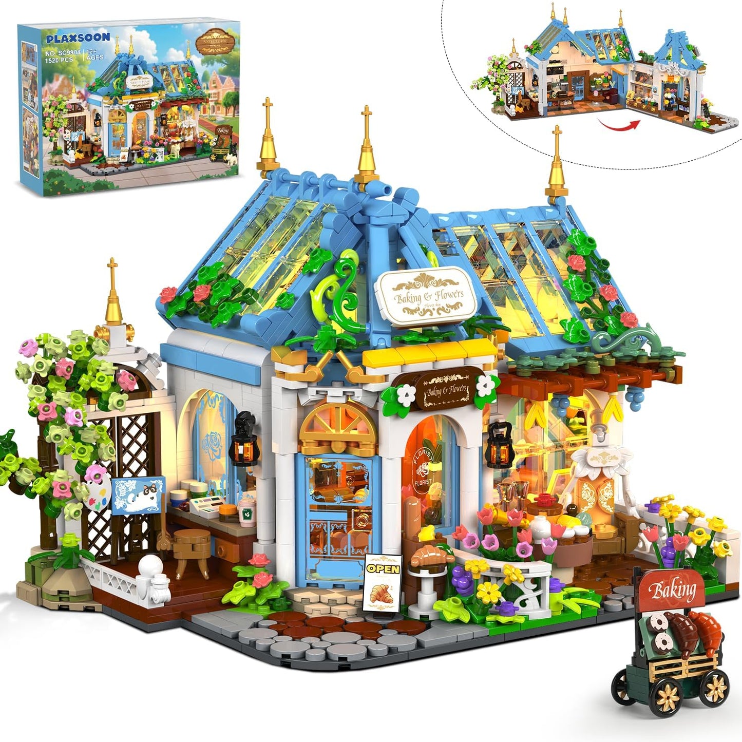 Insoon SC9908 - City Life: Blumen-Cafe Klemmbausteine mit LED-Beleuchtung