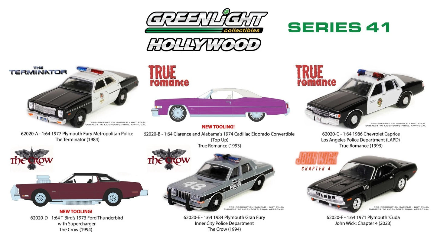 Greenlight 62020-F - Hollywood 41: 1971 Plymouth Cuda - John Wick 1:64