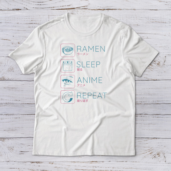 Lootgear - Sakura Worlds: Ramen Sleep Anime Repeat T-Shirt