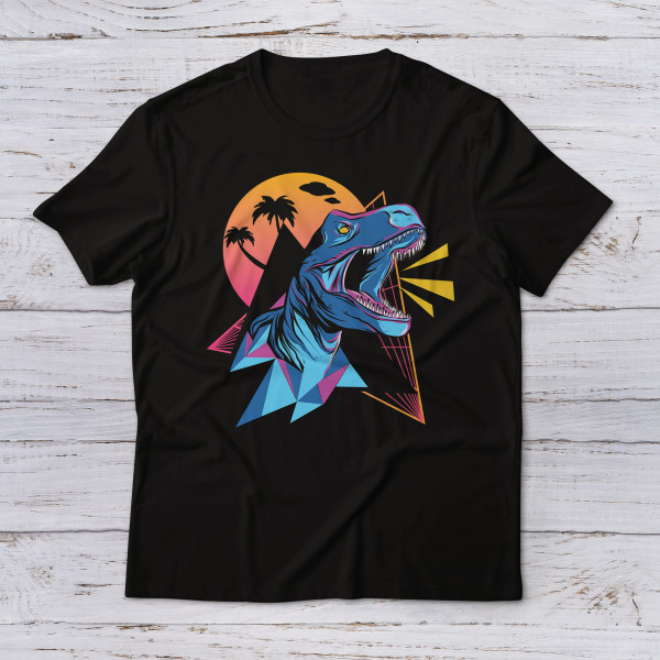 Lootgear - Gaming: Neon Retro T-Rex T-Shirt
