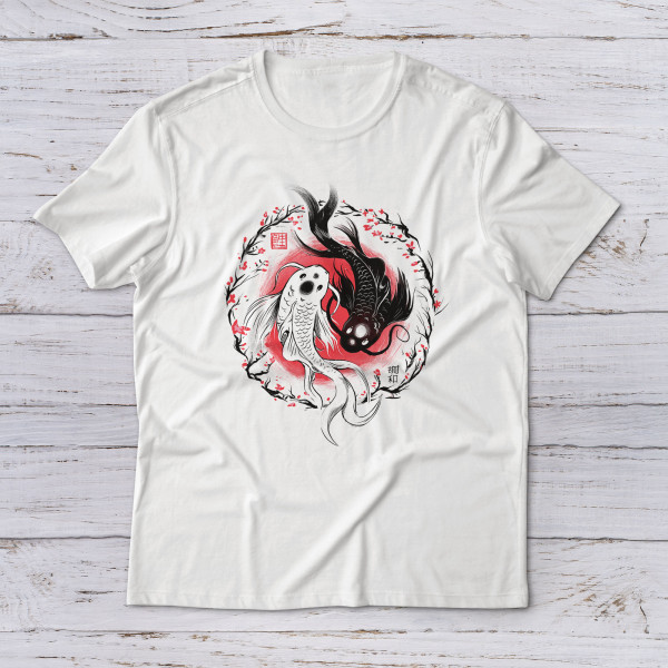 Lootgear - Sakura Worlds: Kirschblüten & Koi Yin Yang T-Shirt
