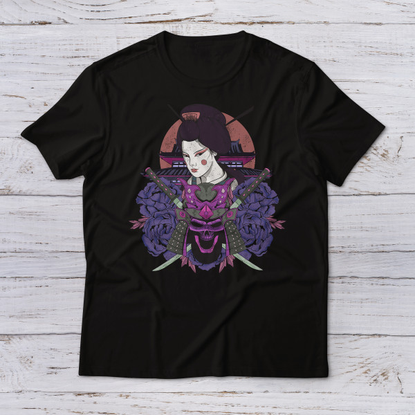 Lootgear - Sakura Worlds: Retrowave Samurai Geisha T-Shirt