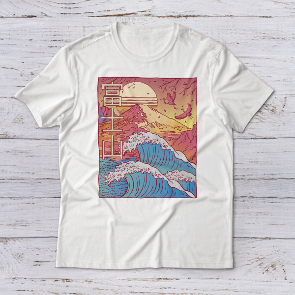 Lootgear - Fantasy World: Japanese Wave & Mount Fuji T-Shirt